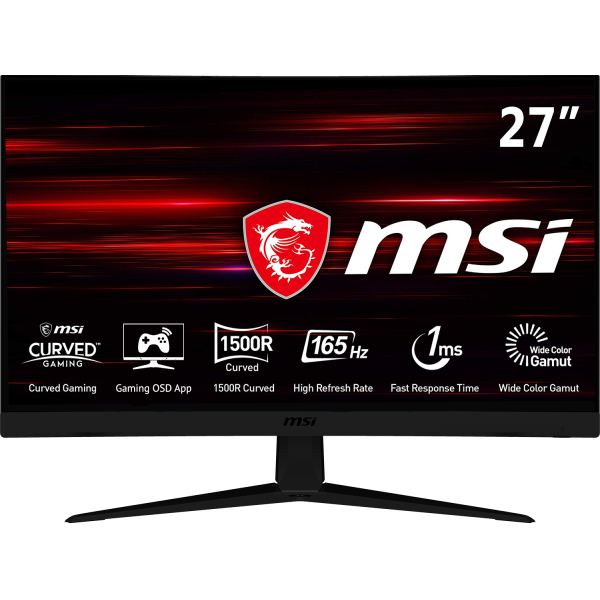MSI Optix G27C5 27" Curved 1500R Full HD 165Hz 1ms 2xHDMI DisplayPort FreeSync Anti-Glare Backlit LED Gaming Monitor