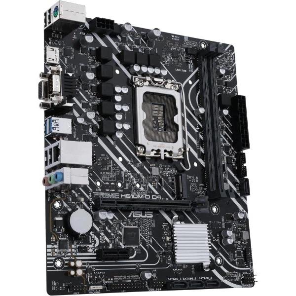 ASUS PRIME H610M-D D4, Intel 14th 13th 12th Series, LGA 1700/DDR4/PCIe 4.0/1xM.2 - mATX MotherBoard